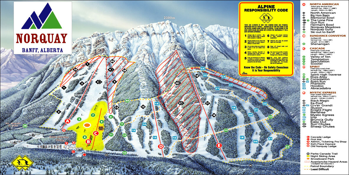 Banff Mt Norquay Piste / Trail Map