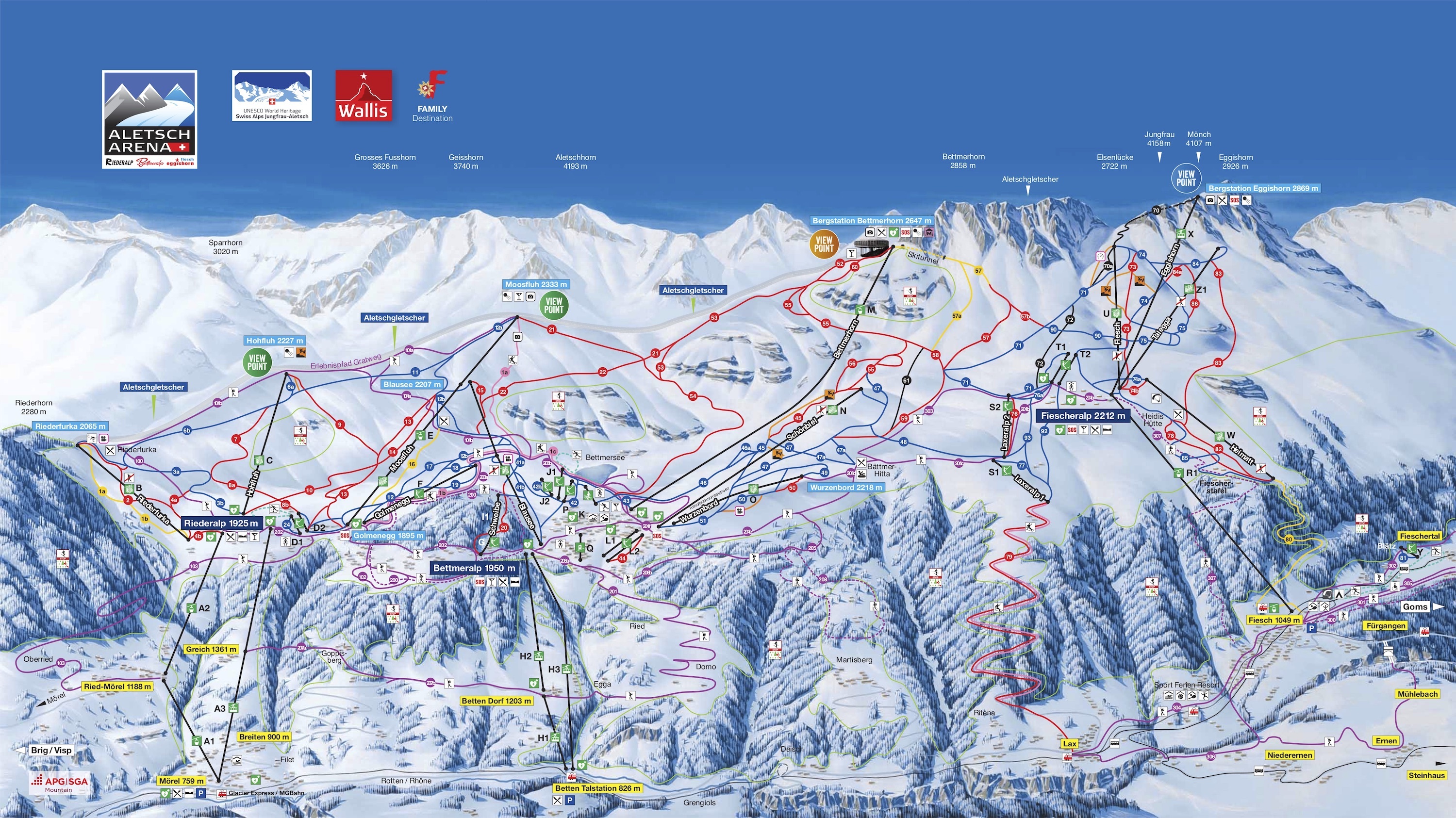 Bettmeralp - Aletsch Piste / Trail Map