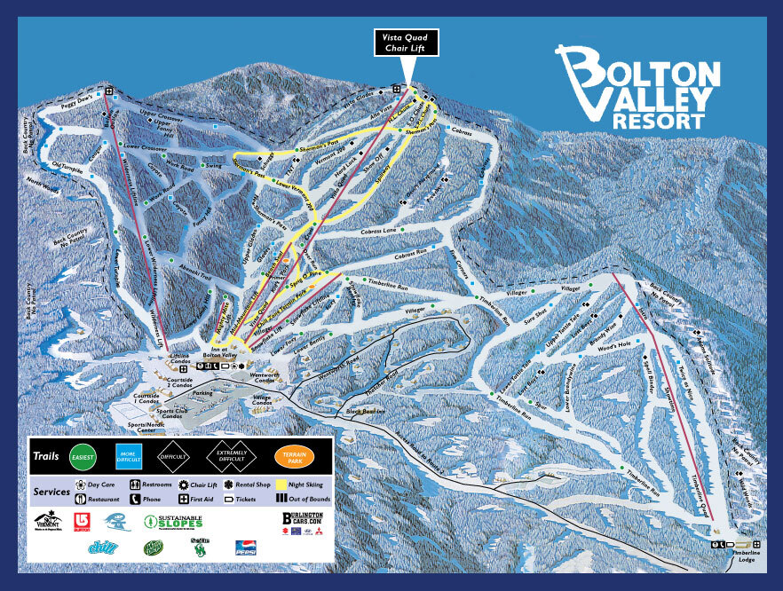 Bolton Valley Resort Piste / Trail Map