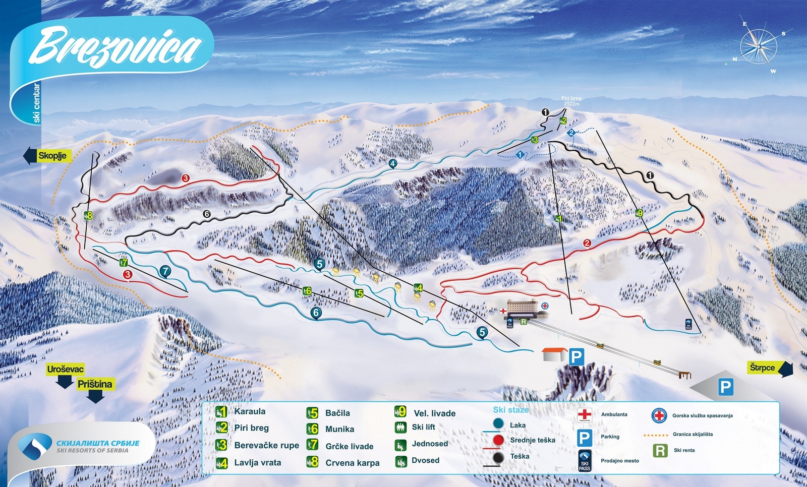 Brezovica Piste / Trail Map