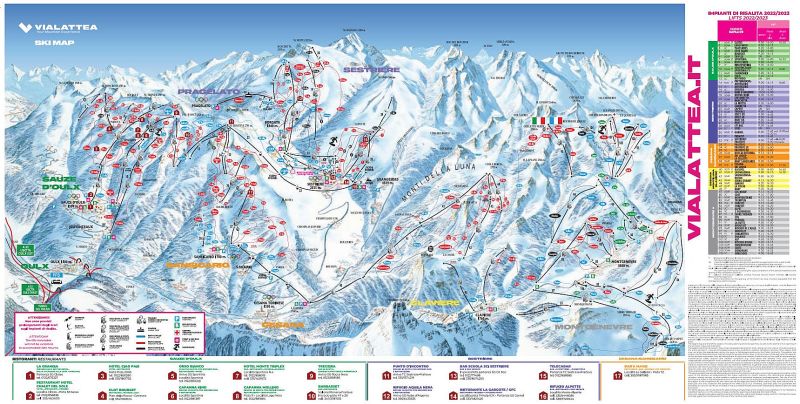 Claviere (Via Lattea) Piste / Trail Map