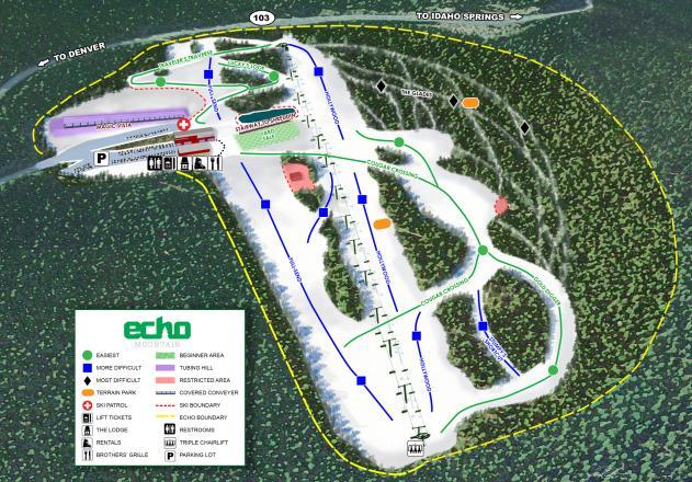Echo Mountain Piste / Trail Map