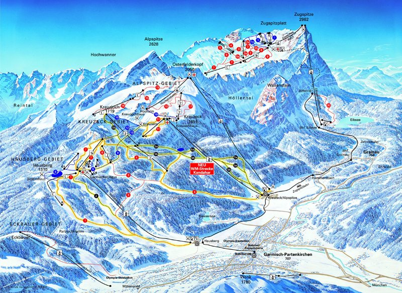 Garmisch-Partenkirchen-Zugspitze Piste / Trail Map