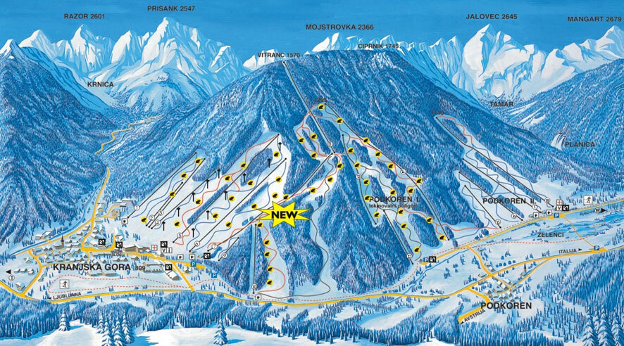 Kranjska Gora Piste / Trail Map