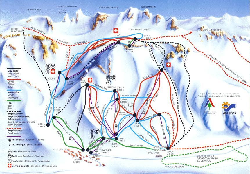 Las Leñas Piste / Trail Map