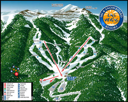 Las Vegas Ski and Snowboard Resort Piste / Trail Map
