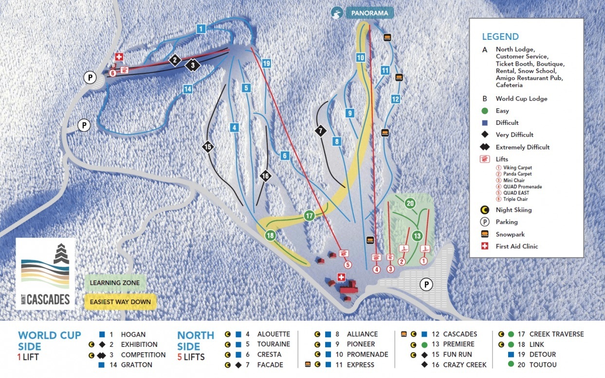 Mont Cascades Piste / Trail Map