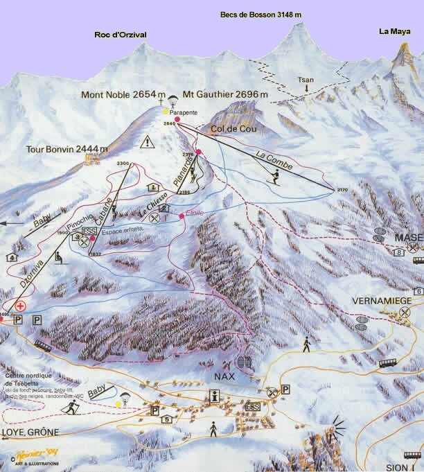 Nax - Mont-Noble Piste / Trail Map