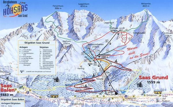 Saas Grund Piste / Trail Map