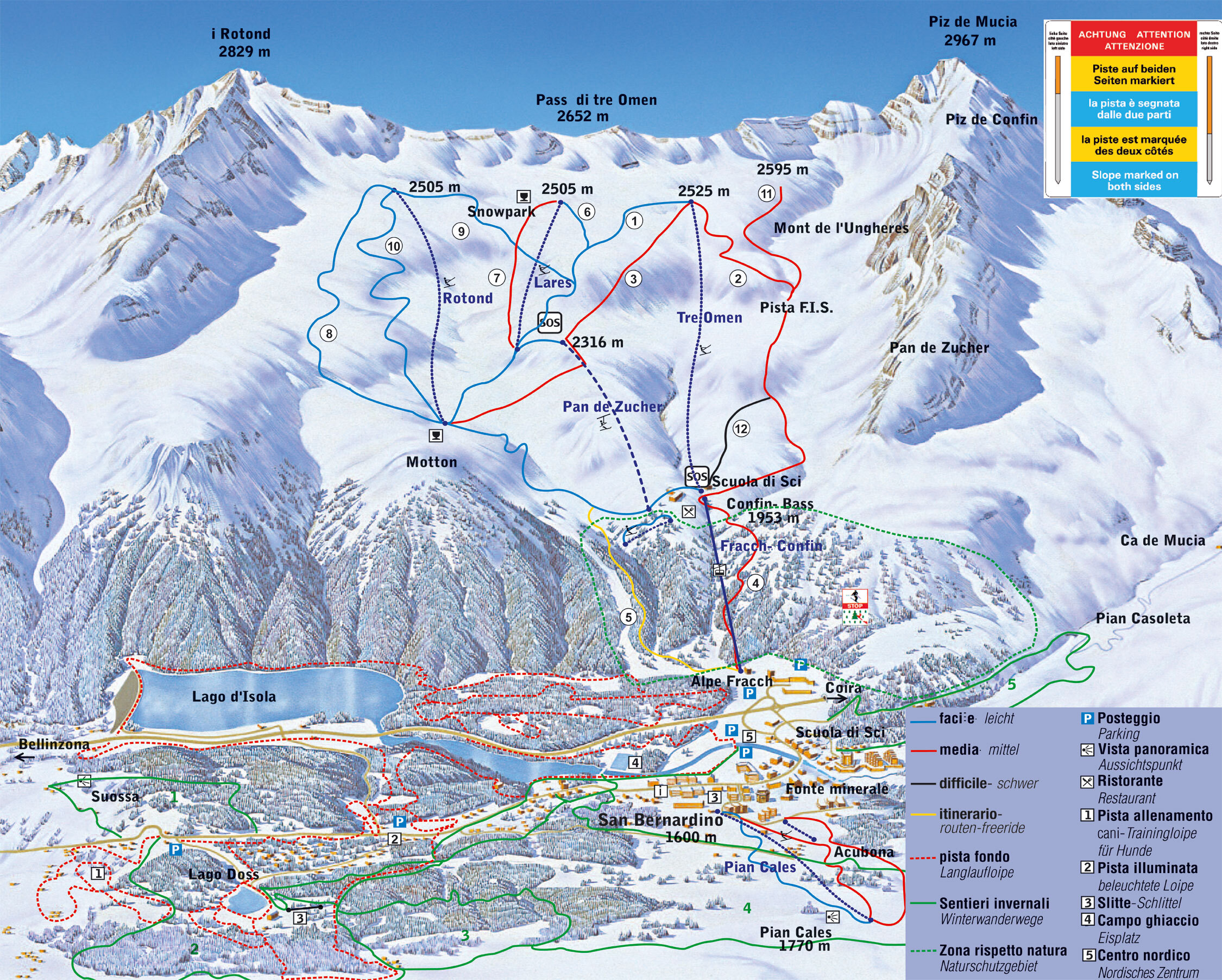 San Bernardino Piste / Trail Map