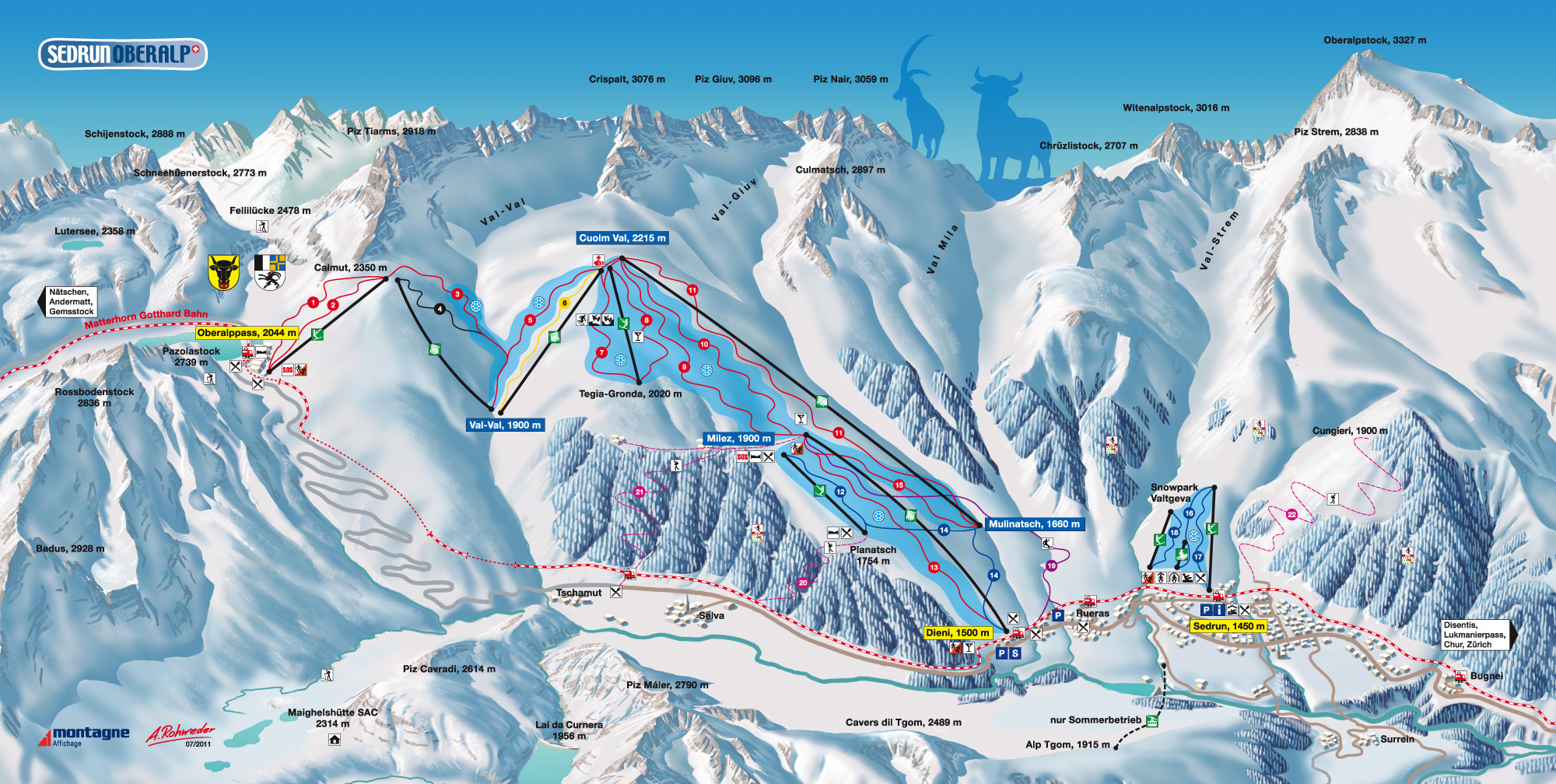 Sedrun Oberalp Piste / Trail Map