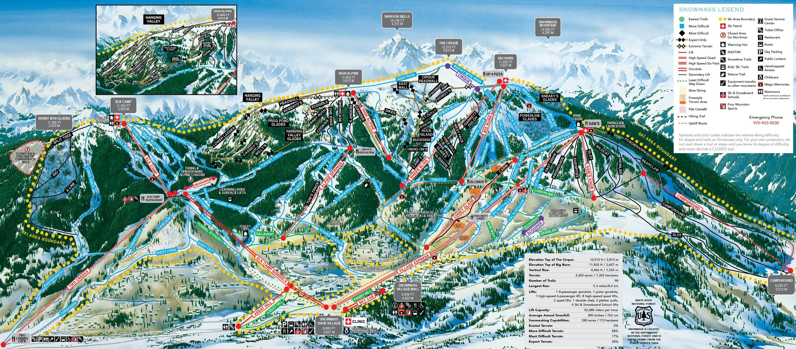 Snowmass Piste / Trail Map