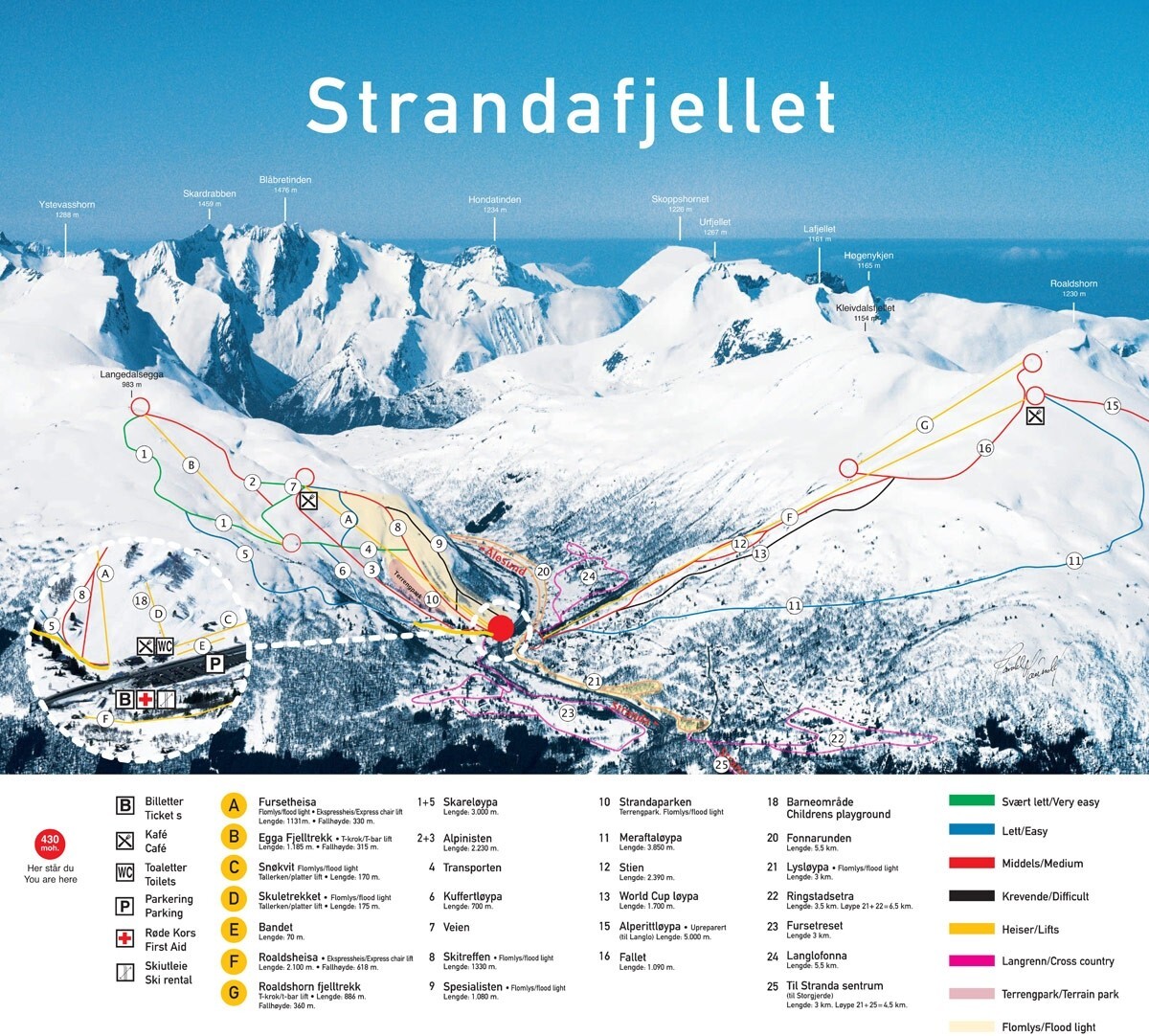 Strandafjellet Piste / Trail Map