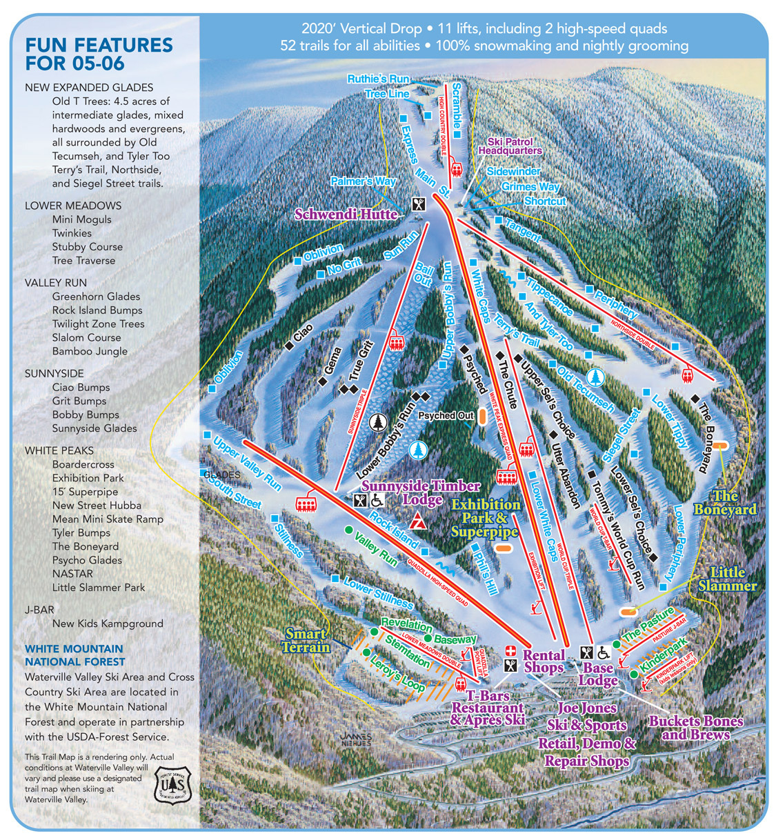 Waterville Valley Piste / Trail Map