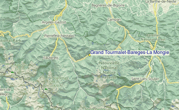 Grand Tourmalet-Bareges/La Mongie Location Map