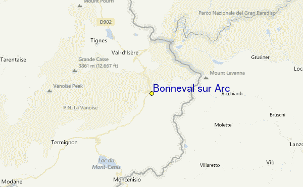 Bonneval sur Arc Location Map