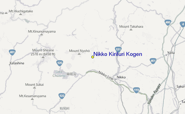 Nikko Kirifuri Kogen Location Map