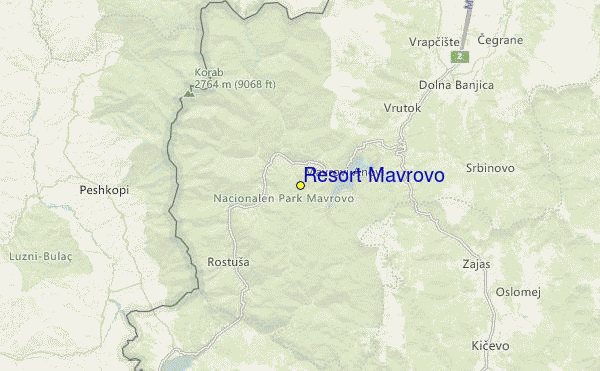 Mavrovo-Zare Lazarevski Location Map