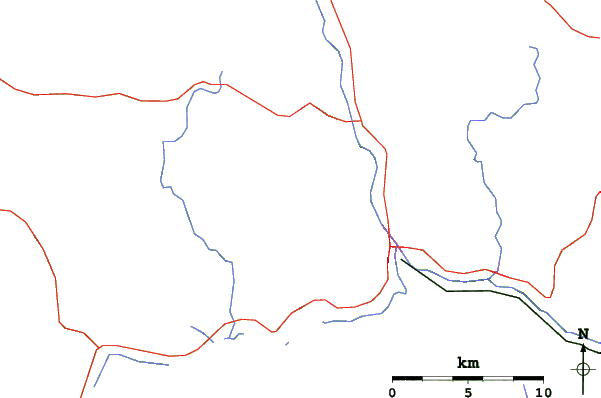 Roads and rivers close to Black Mountain of Maine