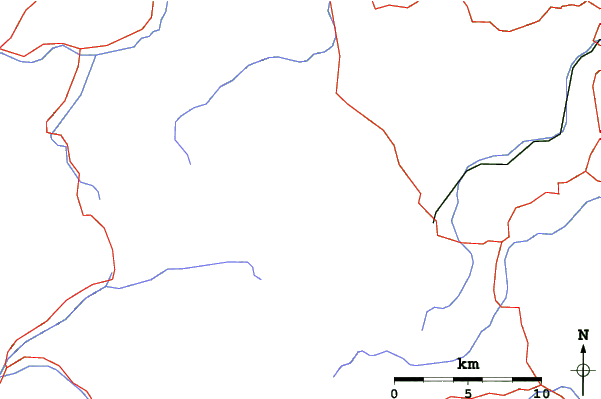 Roads and rivers close to Bolognola-Ski