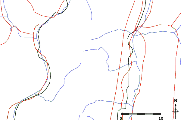 Roads and rivers close to Chuo Alps Senjojiki