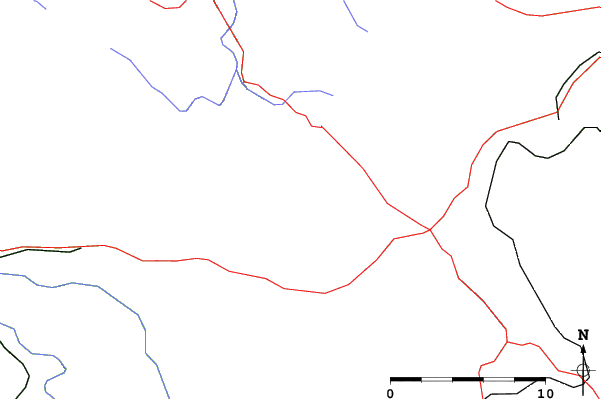 Roads and rivers close to Javornik - Crni Vrh