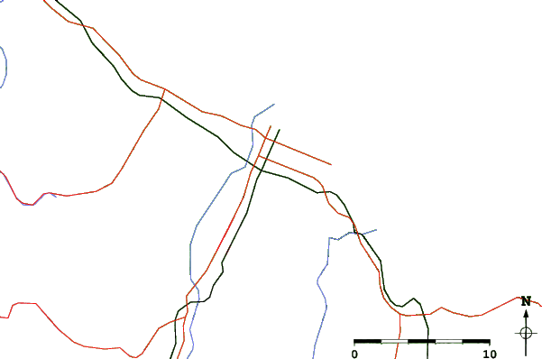 Roads and rivers close to Kamiyubetsu-cho Gokazan
