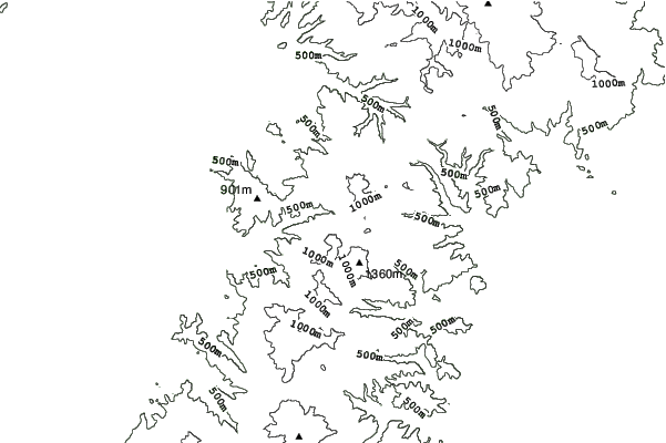 Omoshiroyama Kōgen Ski Park neighbourhood contours