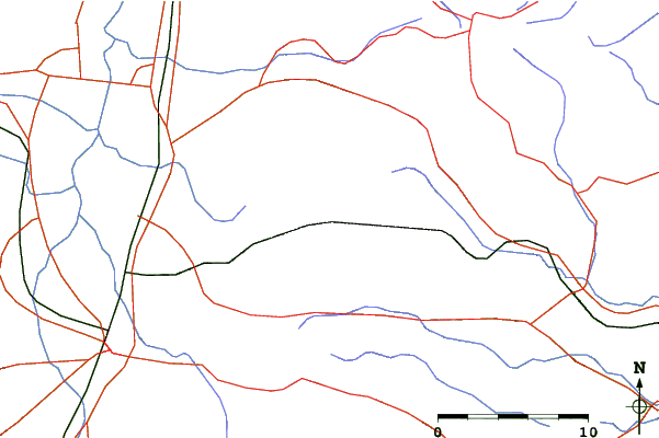 Roads and rivers close to Omoshiroyama Kōgen Ski Park