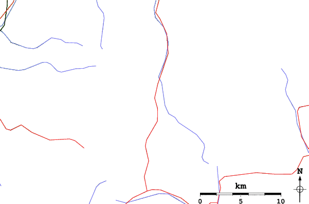 Roads and rivers close to Badia (Alta Badia)