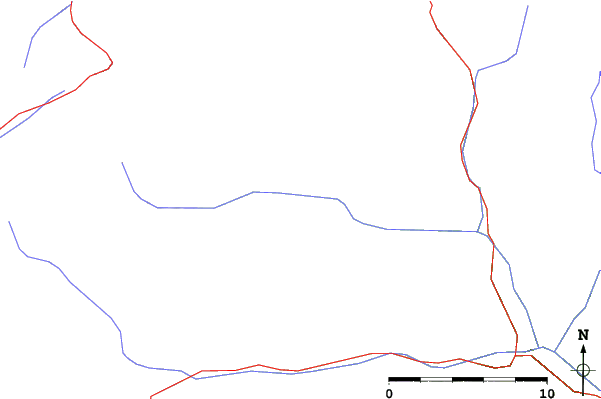 Roads and rivers close to Prägraten am Großvenediger