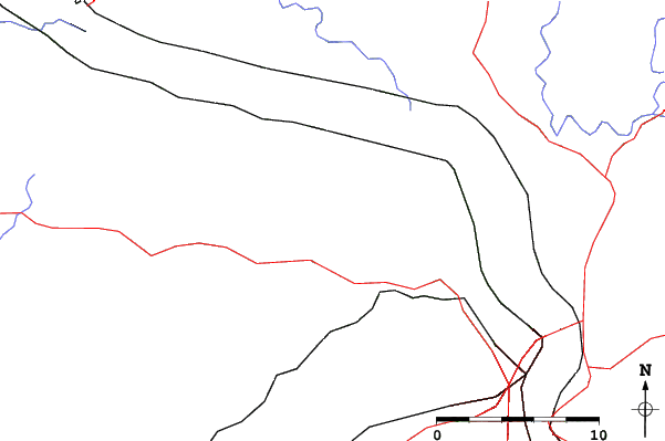 Roads and rivers close to Sundown Mountain