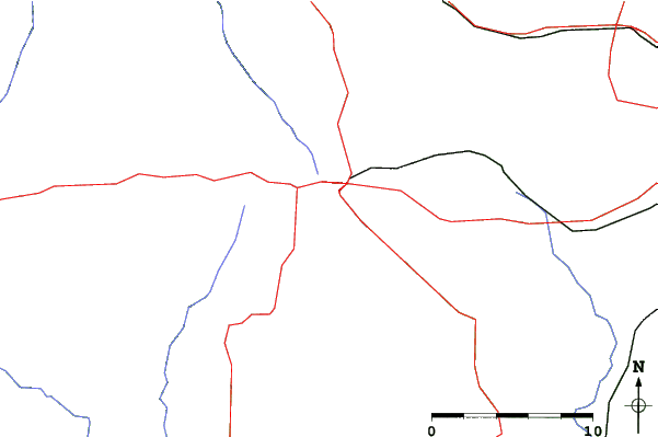 Roads and rivers close to Tyrol Basin