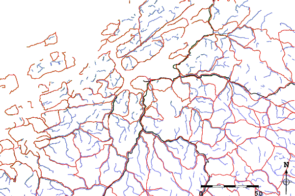 Roads and rivers close to Vassfjellet