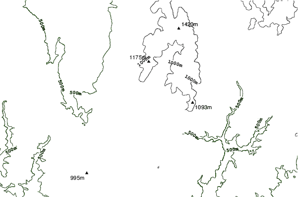Větrný Vrch neighbourhood contours